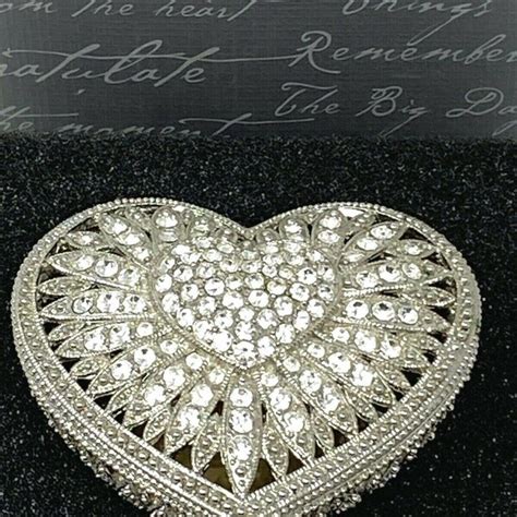 things remembered heart shape metal and rhinestone box|Engraved Scroll Heart Keepsake Box.